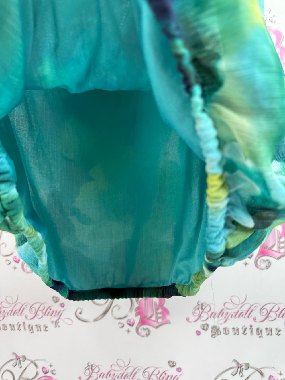 Zac & Rachel T-shirt blouse Teal and Green Floral Chiffon Cap-Sleeve Blouse - Picture 4 of 12